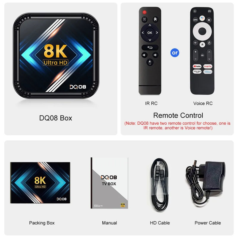 DECODEUR SMART TV BOX - YOUTUBE & NETFLIX - 8K VIDEO 4K HDR10 + WIFI BT + GOOGLE VOICE